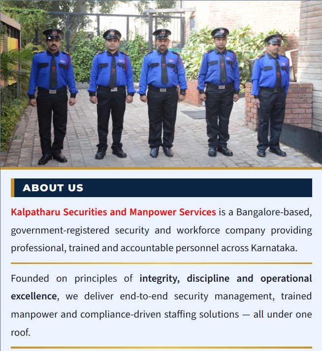 Kalpatharu Security Guards in Uniform Formation in Bangalore